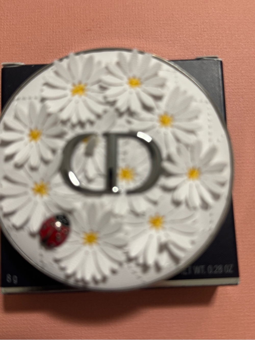 Dior White Daisy Embossed Compact with Red Ladybug Accent coral bronze - Picture 8 of 13